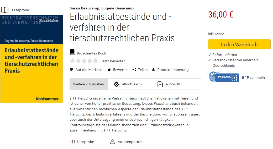 Erlaubnistatbestände und  verfahren in der tierschutzrechtlichen Praxis