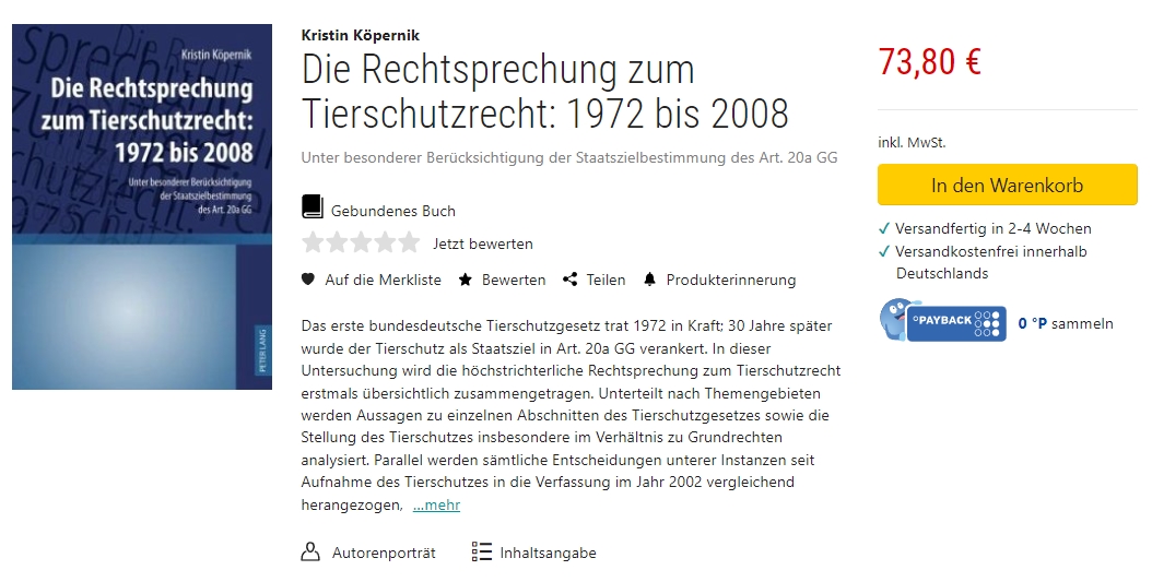 Rechtsprechung Tierschutzrecht bis 2008